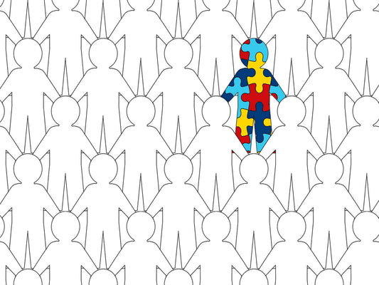 colorful figure standing out depicting autism