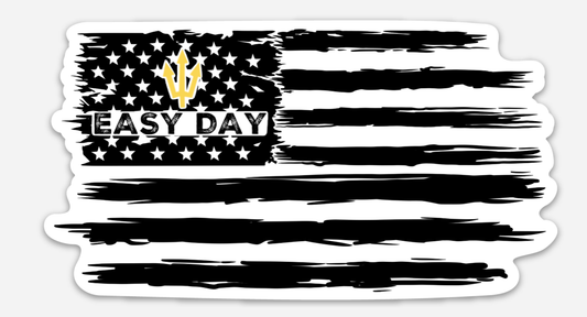 Easy Day  Black & Gold Easy Day Flag Sticker